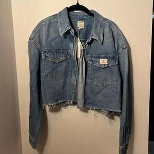 NWT Madewell X Molly Dickson Denim Oversized Crop Shirt Sz XL